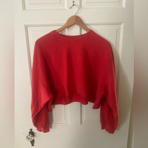 Cropped Red “Possibilities” Embroidered Crop Top Sweatshirt